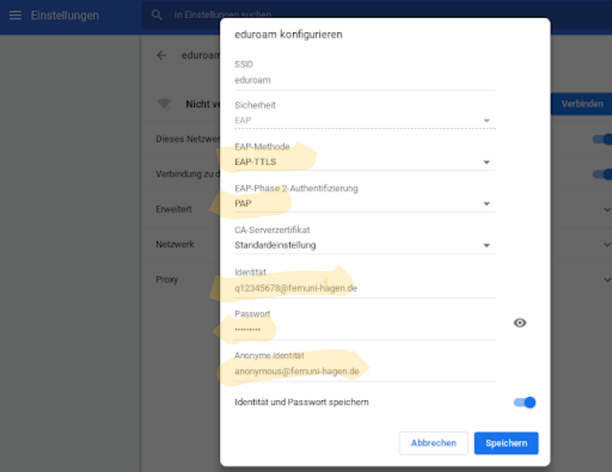 eduroam Konfiguration